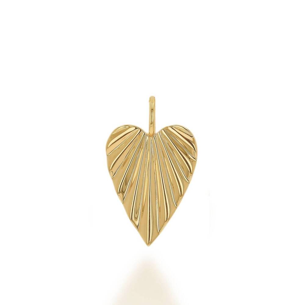 NEW RACHEL REID women's fluted elongated heart charm in 14kt yellow gold